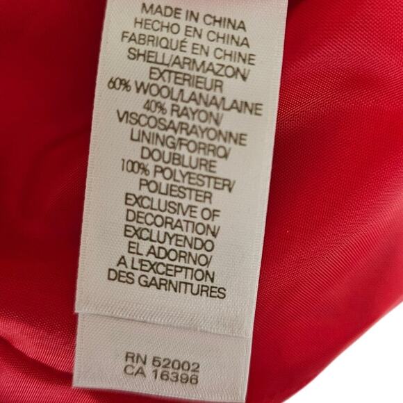 Vintage Liz Claiborne Wool Blend Crest Blazer Red Size 16 - Picture 7 of 8